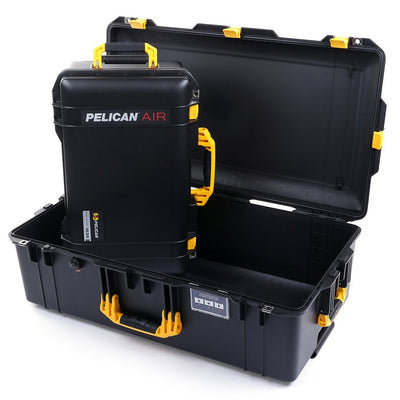 Pelican 1535 & 1615 Air Case Bundle, Black with Yellow Handles & Latches ColorCase