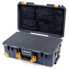 Pelican 1535 Air Case, Charcoal with Yellow Handles, Push-Button Latches & Trolley Pick & Pluck Foam with Mesh Lid Organizer ColorCase 015350-0101-520-240-240