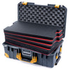 Pelican 1535 Air Case, Charcoal with Yellow Handles, Push-Button Latches & Trolley Custom Tool Kit (4 Foam Inserts with Convoluted Lid Foam) ColorCase 015350-0060-520-240-240