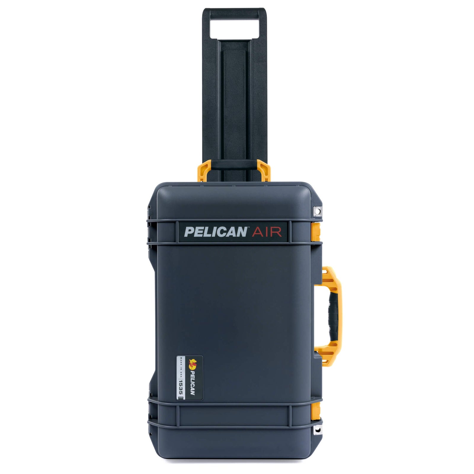 Pelican 1535 Air Case, Charcoal with Yellow Handles, Push-Button Latches & Trolley ColorCase 