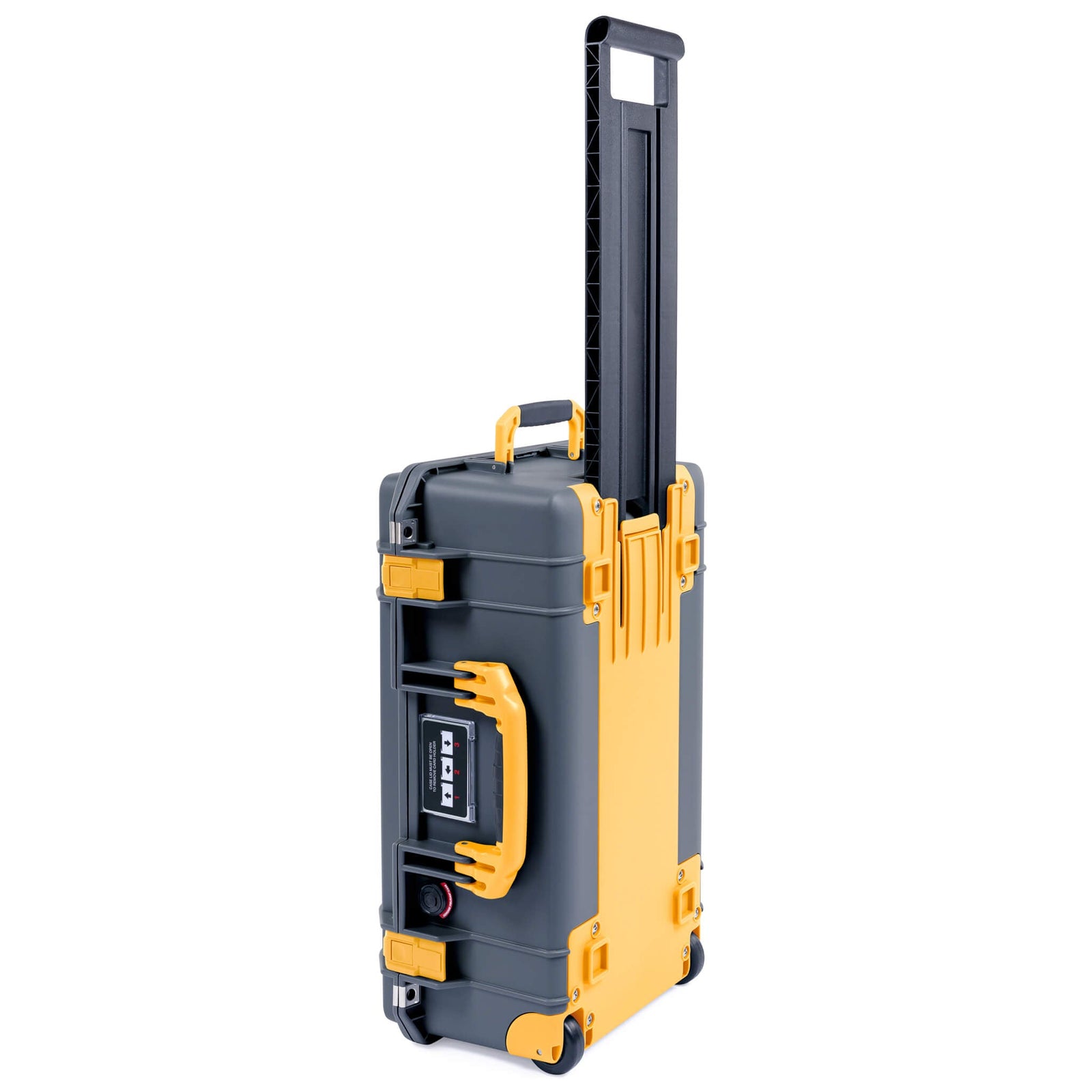 Pelican 1535 Air Case, Charcoal with Yellow Handles, Push-Button Latches & Trolley ColorCase 