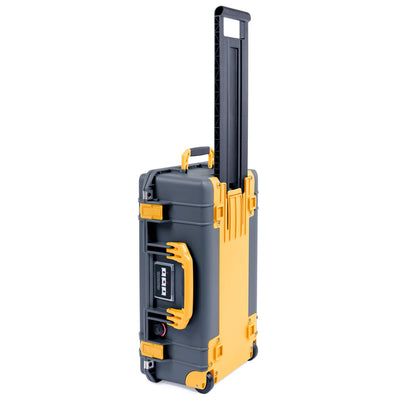 Pelican 1535 Air Case, Charcoal with Yellow Handles, Push-Button Latches & Trolley ColorCase
