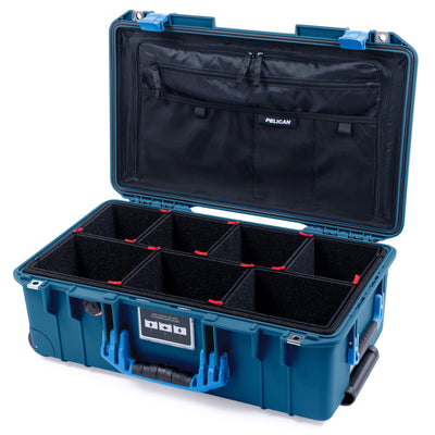 Pelican 1535 Air Case, Indigo with Blue Handles & Latches TrekPak Divider System with Combo-Pouch Lid Organizer ColorCase 015350-0320-500-120-500