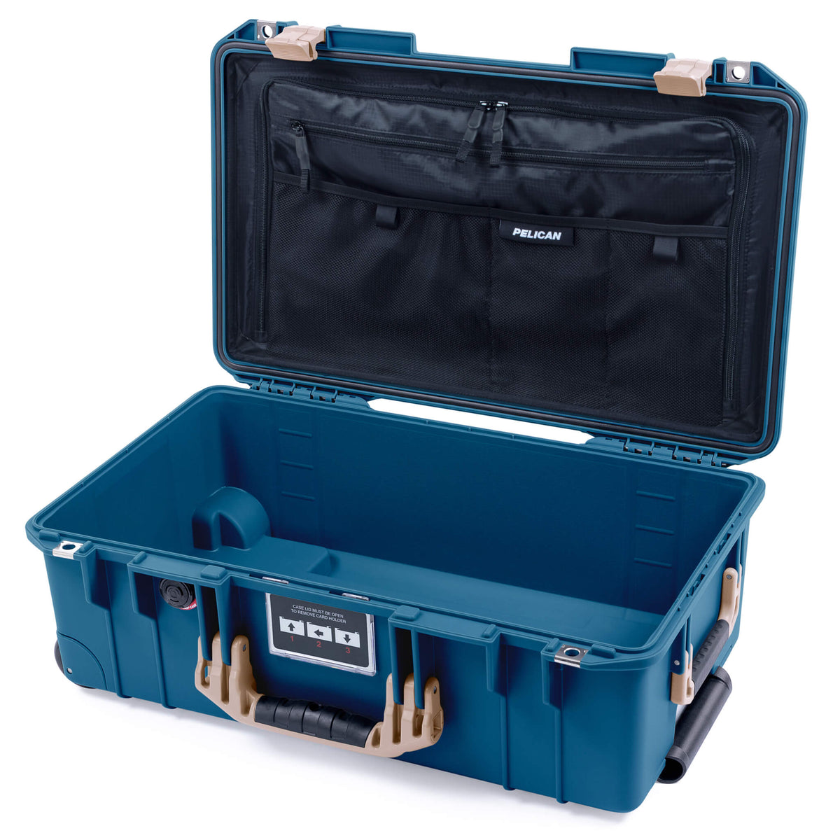 Pelican 1535 Air Case, Indigo with Desert Tan Handles &amp; Latches Combo-Pouch Lid Organizer Only ColorCase 015350-0300-500-310-500