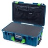Pelican 1535 Air Case, Indigo with Lime Green Handles & Latches Pick & Pluck Foam with Combo-Pouch Lid Organizer ColorCase 015350-0301-500-300-500