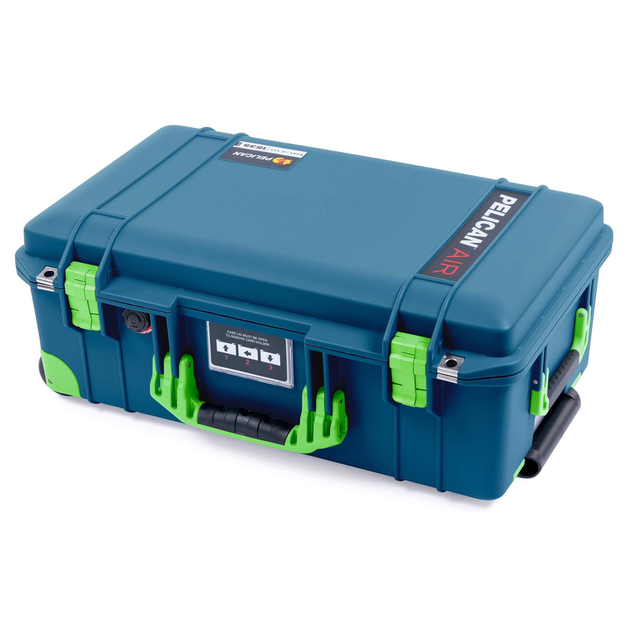 Pelican 1535 Air Case, Indigo with Lime Green Handles, Latches & Trolley ColorCase 