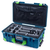 Pelican 1535 Air Case, Indigo with Lime Green Handles, Latches & Trolley Gray Padded Microfiber Dividers with Combo-Pouch Lid Organizer ColorCase 015350-0370-500-300-300