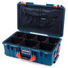 Pelican 1535 Air Case, Indigo with Orange Handles & Push-Button Latches TrekPak Divider System with Combo-Pouch Lid Organizer ColorCase 015350-0320-500-150-500