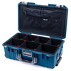 Pelican 1535 Air Case, Indigo with Silver Handles & Push-Button Latches TrekPak Divider System with Combo-Pouch Lid Organizer ColorCase 015350-0320-500-180-500