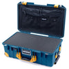 Pelican 1535 Air Case, Indigo with Yellow Handles, Push-Button Latches & Trolley Pick & Pluck Foam with Combo-Pouch Lid Organizer ColorCase 015350-0301-500-240-240
