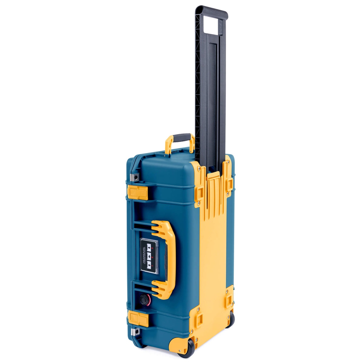 Pelican 1535 Air Case, Indigo with Yellow Handles, Push-Button Latches &amp; Trolley ColorCase 