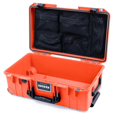 Pelican 1535 Air Case, Orange with Black Handles & Push-Button Latches Mesh Lid Organizer Only ColorCase 015350-0100-150-110