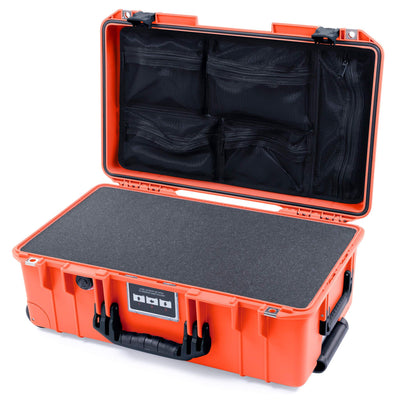 Pelican 1535 Air Case, Orange with Black Handles & Push-Button Latches Pick & Pluck Foam with Mesh Lid Organizer ColorCase 015350-0101-150-110