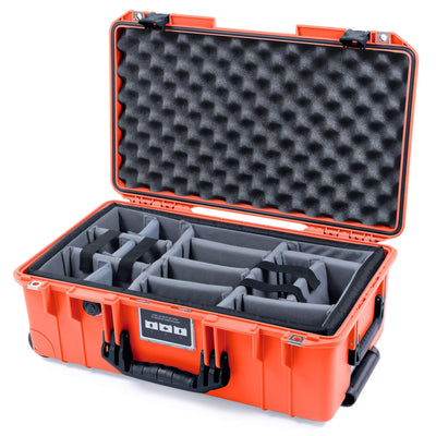 Pelican 1535 Air Case, Orange with Black Handles & Push-Button Latches Gray Padded Microfiber Dividers with Convolute Lid Foam ColorCase 015350-0070-150-110