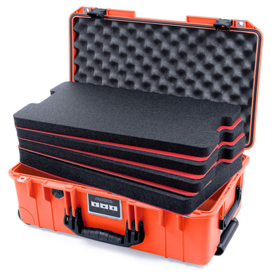 Pelican 1535 Air Case, Orange with Black Handles & Push-Button Latches Custom Tool Kit (4 Foam Inserts with Convolute Lid Foam) ColorCase 015350-0060-150-110