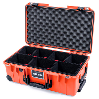 Pelican 1535 Air Case, Orange with Black Handles, Push-Button Latches & Trolley TrekPak Divider System with Convolute Lid Foam ColorCase 015350-0020-150-110-110