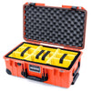 Pelican 1535 Air Case, Orange with Black Handles, Push-Button Latches & Trolley Yellow Padded Microfiber Dividers with Convolute Lid Foam ColorCase 015350-0010-150-110-110