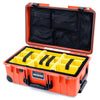 Pelican 1535 Air Case, Orange with Black Handles, Push-Button Latches & Trolley Yellow Padded Microfiber Dividers with Mesh Lid Organizer ColorCase 015350-0110-150-110-110