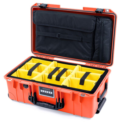 Pelican 1535 Air Case, Orange with Black Handles & Push-Button Latches Yellow Padded Microfiber Dividers with Computer Pouch ColorCase 015350-0210-150-110
