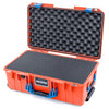 Pelican 1535 Air Case, Orange with Blue Handles & Latches Pick & Pluck Foam with Convolute Lid Foam ColorCase 015350-0001-150-120