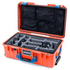 Pelican 1535 Air Case, Orange with Blue Handles & Latches Gray Padded Microfiber Dividers with Mesh Lid Organizer ColorCase 015350-0170-150-120