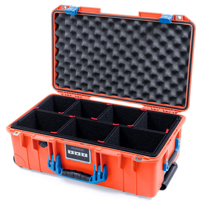 Pelican 1535 Air Case, Orange with Blue Handles & Latches TrekPak Divider System with Convolute Lid Foam ColorCase 015350-0020-150-120
