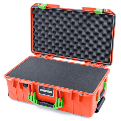 Pelican 1535 Air Case, Orange with Lime Green Handles & Latches Pick & Pluck Foam with Convolute Lid Foam ColorCase 015350-0001-150-300