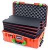 Pelican 1535 Air Case, Orange with Lime Green Handles & Latches Custom Tool Kit (4 Foam Inserts with Convolute Lid Foam) ColorCase 015350-0060-150-300