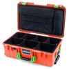 Pelican 1535 Air Case, Orange with Lime Green Handles & Latches TrekPak Divider System with Computer Pouch ColorCase 015350-0220-150-300