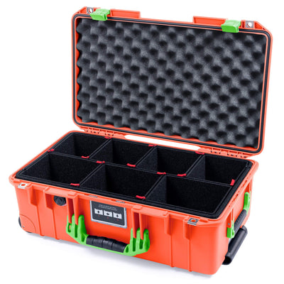 Pelican 1535 Air Case, Orange with Lime Green Handles & Latches TrekPak Divider System with Convolute Lid Foam ColorCase 015350-0020-150-300