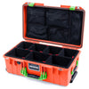 Pelican 1535 Air Case, Orange with Lime Green Handles & Latches TrekPak Divider System with Mesh Lid Organizer ColorCase 015350-0120-150-300