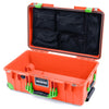 Pelican 1535 Air Case, Orange with Lime Green Handles, Latches & Trolley Mesh Lid Organizer Only ColorCase 015350-0100-150-300-300