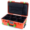 Pelican 1535 Air Case, Orange with Lime Green Handles, Latches & Trolley TrekPak Divider System with Computer Pouch ColorCase 015350-0220-150-300-300