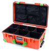 Pelican 1535 Air Case, Orange with Lime Green Handles, Latches & Trolley TrekPak Divider System with Mesh Lid Organizer ColorCase 015350-0120-150-300-300