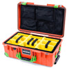 Pelican 1535 Air Case, Orange with Lime Green Handles, Latches & Trolley Yellow Padded Microfiber Dividers with Mesh Lid Organizer ColorCase 015350-0110-150-300-300