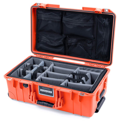 Pelican 1535 Air Case, Orange, Push-Button Latches Gray Padded Microfiber Dividers with Mesh Lid Organizer ColorCase 015350-0170-150-150