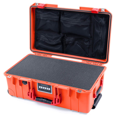 Pelican 1535 Air Case, Orange with Red Handles & Latches Pick & Pluck Foam with Mesh Lid Organizer ColorCase 015350-0101-150-320