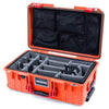 Pelican 1535 Air Case, Orange with Red Handles & Latches Gray Padded Microfiber Dividers with Mesh Lid Organizer ColorCase 015350-0170-150-320