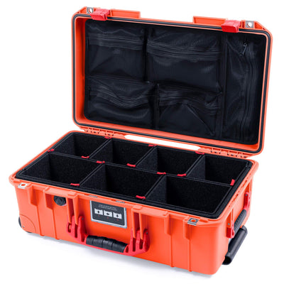 Pelican 1535 Air Case, Orange with Red Handles & Latches TrekPak Divider System with Mesh Lid Organizer ColorCase 015350-0120-150-320