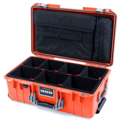 Pelican 1535 Air Case, Orange with Silver Handles & Push-Button Latches TrekPak Divider System with Computer Pouch ColorCase 015350-0220-150-180
