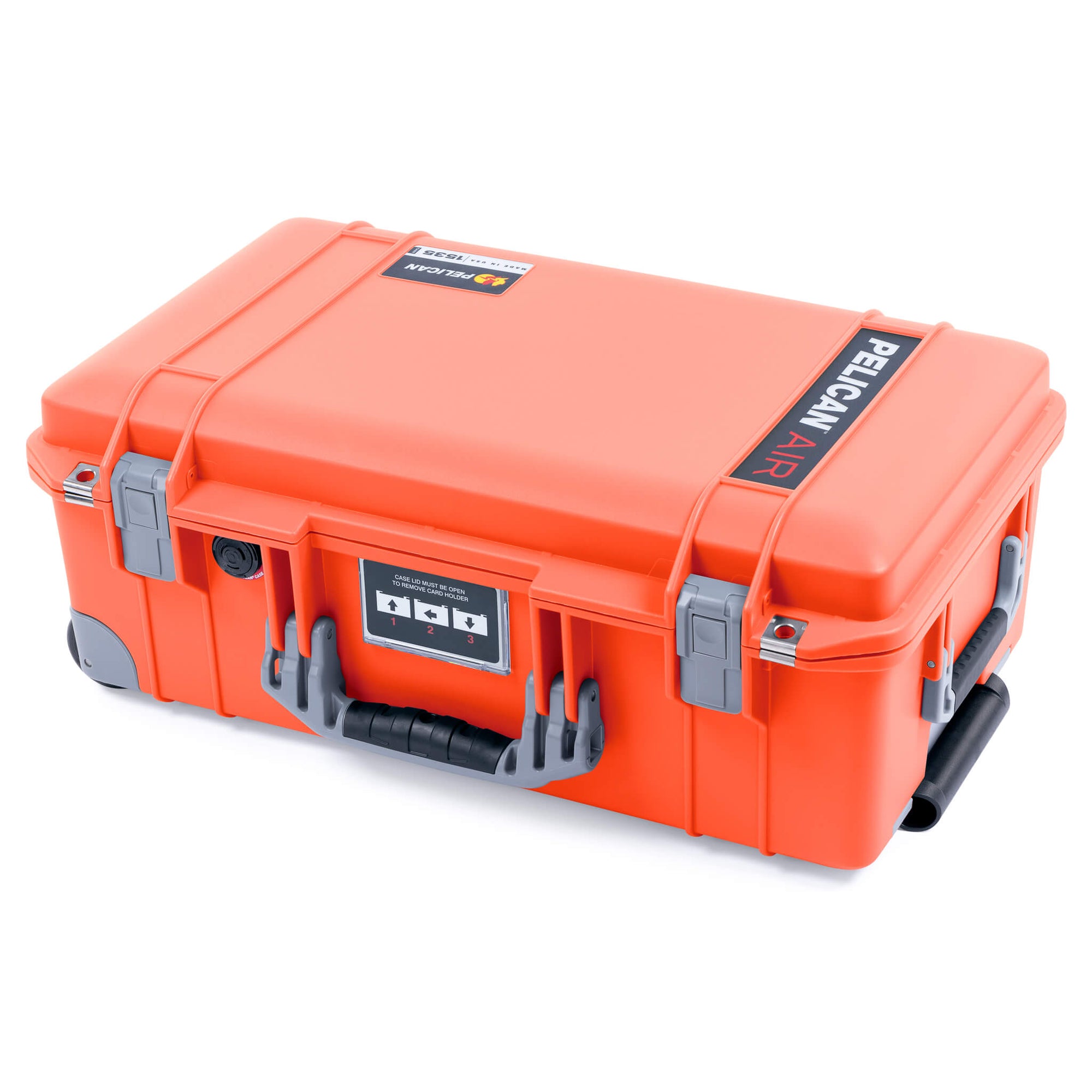 Pelican 1535 Air Case, Orange with Silver Handles, Push-Button Latches & Trolley ColorCase 