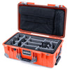 Pelican 1535 Air Case, Orange with Silver Handles, Push-Button Latches & Trolley Gray Padded Microfiber Dividers with Computer Pouch ColorCase 015350-0072-150-180-180