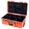 Pelican 1535 Air Case, Orange with Yellow Handles & Push-Button Latches TrekPak Divider System with Mesh Lid Organizer ColorCase 015350-0120-150-240