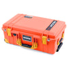 Pelican 1535 Air Case, Orange with Yellow Handles, Push-Button Latches & Trolley ColorCase