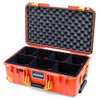 Pelican 1535 Air Case, Orange with Yellow Handles, Push-Button Latches & Trolley TrekPak Divider System with Convolute Lid Foam ColorCase 015350-0020-150-240-240