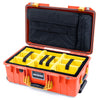Pelican 1535 Air Case, Orange with Yellow Handles & Push-Button Latches Yellow Padded Microfiber Dividers with Computer Pouch ColorCase 015350-0210-150-240