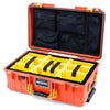 Pelican 1535 Air Case, Orange with Yellow Handles & Push-Button Latches Yellow Padded Microfiber Dividers with Mesh Lid Organizer ColorCase 015350-0110-150-240