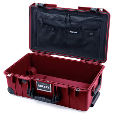 Pelican 1535 Air Case, Oxblood with Black Handles, Push-Button Latches & Trolley Combo-Pouch Lid Organizer Only ColorCase 015350-0300-510-110-110