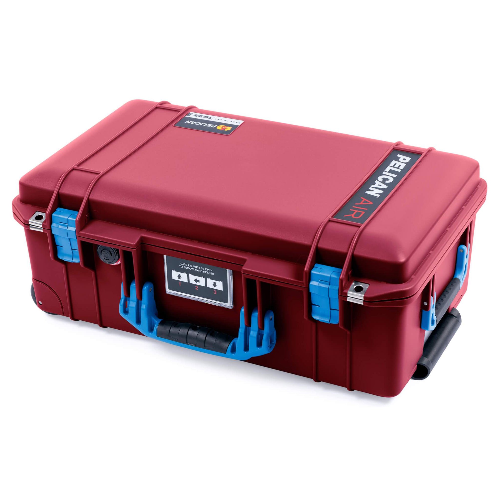 Pelican 1535 Air Case, Oxblood with Blue Handles & Latches ColorCase 