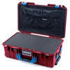 Pelican 1535 Air Case, Oxblood with Blue Handles & Latches Pick & Pluck Foam with Combo-Pouch Lid Organizer ColorCase 015350-0301-510-120-510